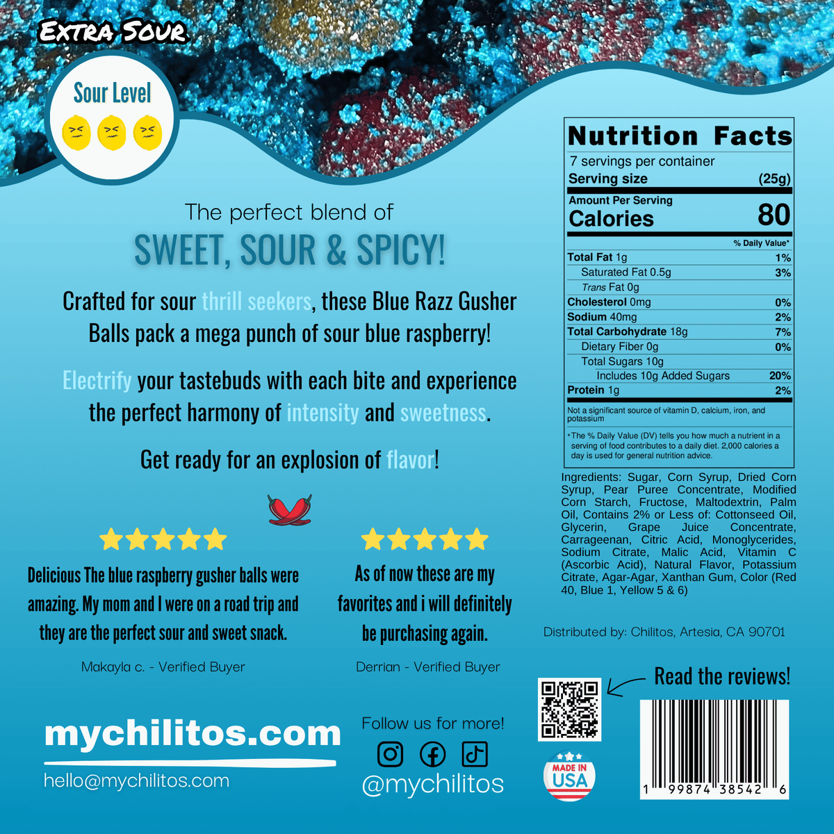 Blue Razz Sour Gusher Balls